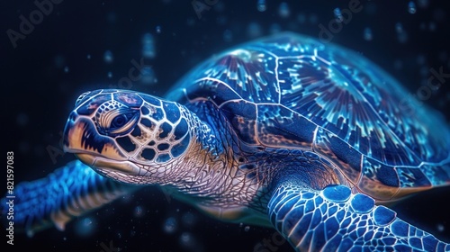 Reverse silhouette of a sea turtle swimming in clean waters  highlighting ocean preservation