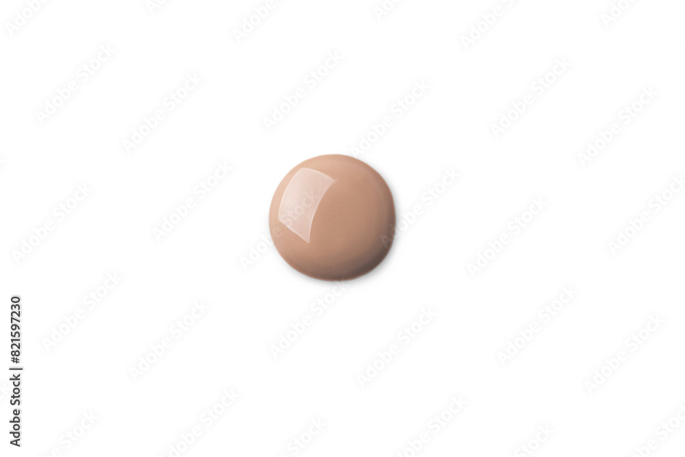A foundation shade swatch, round shape. Make up smear swatch foundation smudge texture isolated on white background A foundation shade swatch, round shape. Make up smear swatch foundation smudge texture isolated on white background