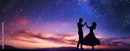 Silhouette of a couple dancing under the stars