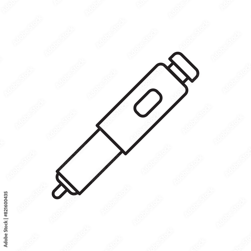 Insulin pen vector icon. simple flat vector liner illustration for web and app on white background..eps Insulin pen vector icon. simple flat vector liner illustration for web and app on white background..eps
