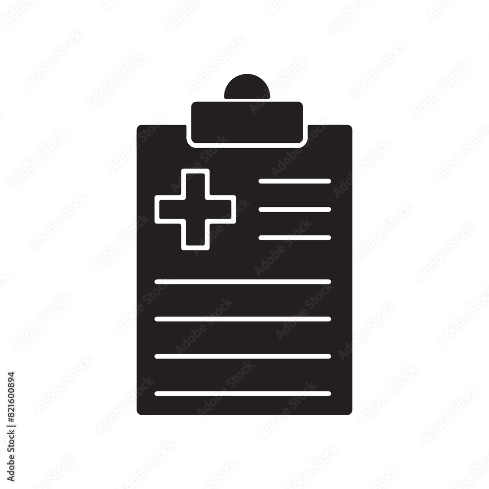 Medical history vector icon. Medical report clipboard simple trendy style illustration on white background..eps Medical history vector icon. Medical report clipboard simple trendy style illustration on white background..eps