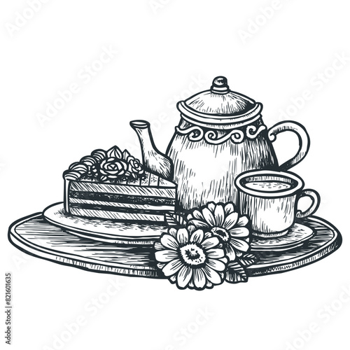Tea time elements in engraving