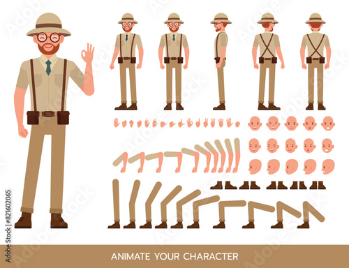 Archaeologist man wear brown suit character vector illustration design. Create your own pose.