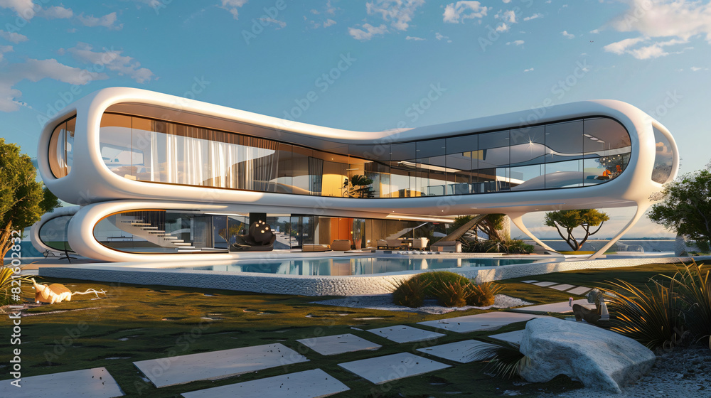 White texture with a futuristic house background for architecture and ...