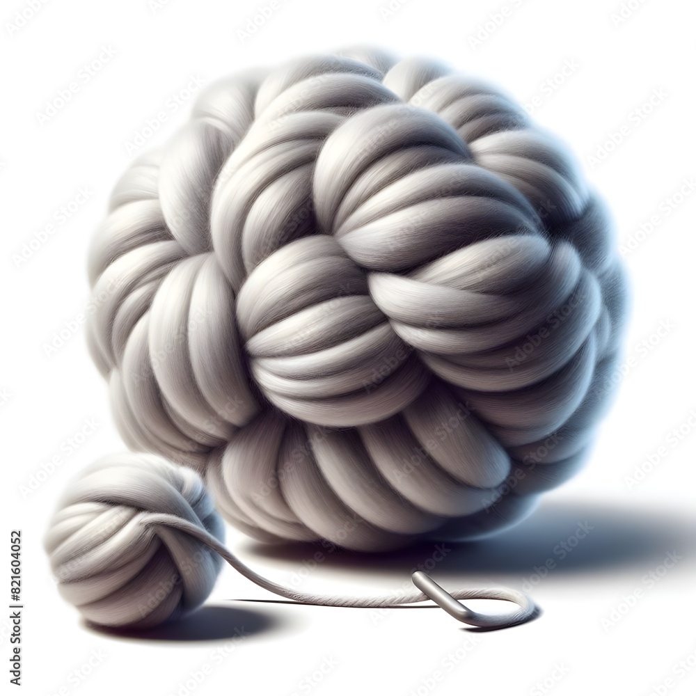 Handmade macrame braiding and cotton threads on white background. Hobby knitting cotton yarn reel. Natural cotton cord. Female hobby. Handmade macrame braiding and cotton threads on white background. Hobby knitting cotton yarn reel. Natural cotton cord. Female hobby.