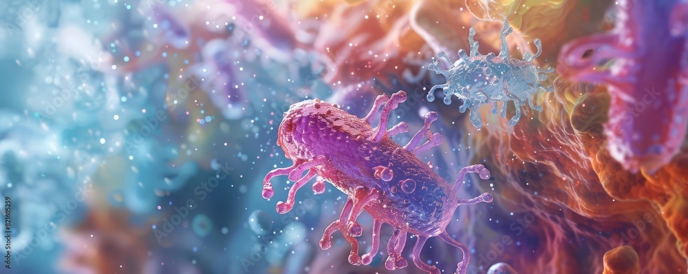 Bacteria with resistance genes, digital painting, soft hues, realistic Bacteria with resistance genes, digital painting, soft hues, realistic