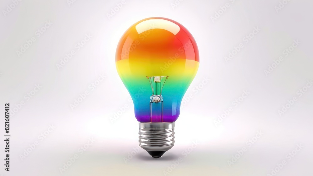 Rainbow gradient light bulb on a smooth white background. Rainbow gradient light bulb on a smooth white background.