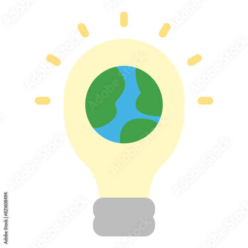 Earth Hour Icon in Flat Style