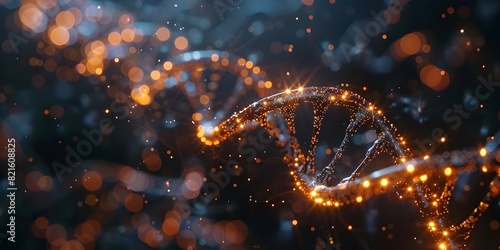 Rendition of Glowing DNA Sequence Showcasing Genetic Connections and Potential Cures for Diseases