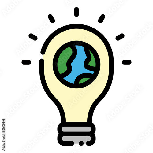 Earth Hour Icon in Filled Line Style