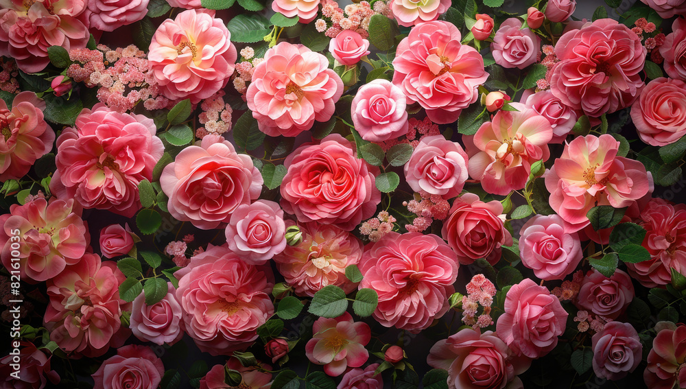 pink and white roses. Created with Ai
