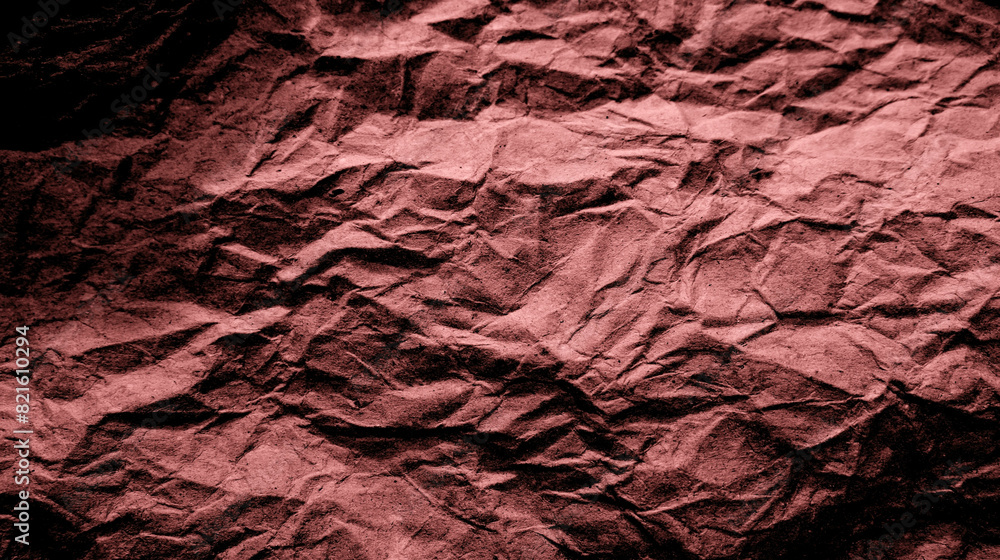 Fototapeta premium Rough and wrinkled paper texture background with dark red-brown gradient. For backgrounds, frames, articles, dark scenes.
