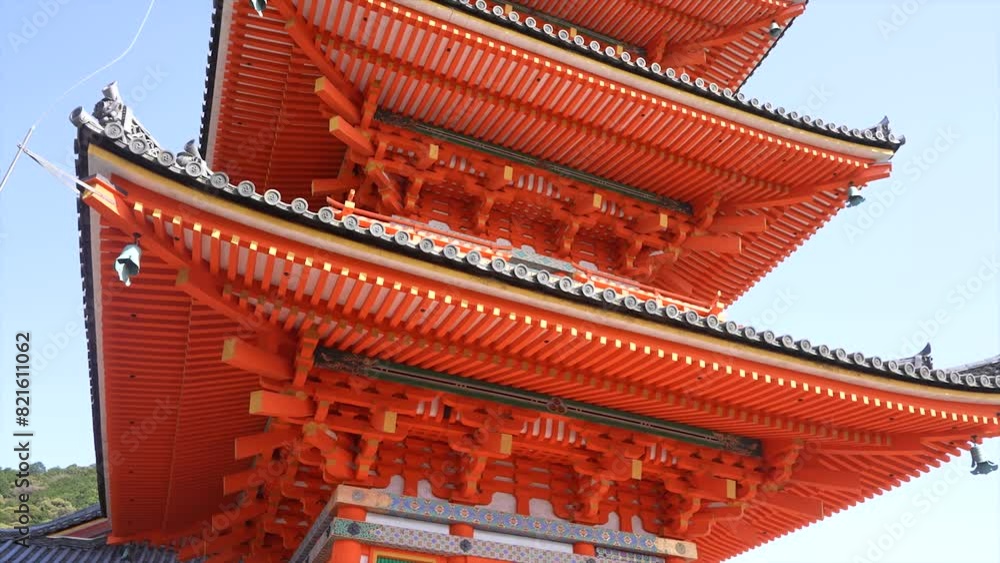 Traditional Wooden Japanese Multi-Storey Pagoda Painted in Red at Kiyomizu-Dera Temple in Kyoto Traditional Wooden Japanese Multi-Storey Pagoda Painted in Red at Kiyomizu-Dera Temple in Kyoto