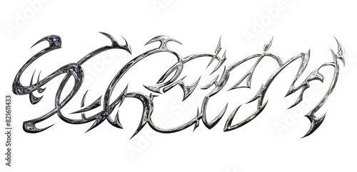 Scream Liquid Typography Chrome Metallic Transparent Background 