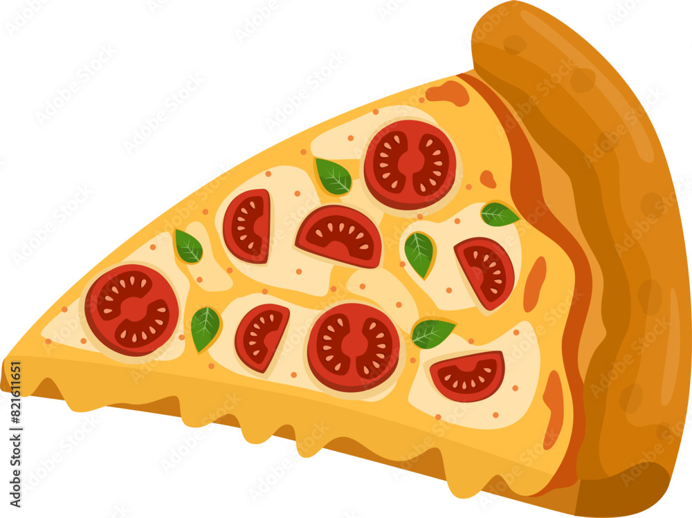 Hawaiian Pizza. Vector illustration of italian pizza. Pizza with basil, tomato, peppers and cheese Hawaiian Pizza. Vector illustration of italian pizza. Pizza with basil, tomato, peppers and cheese