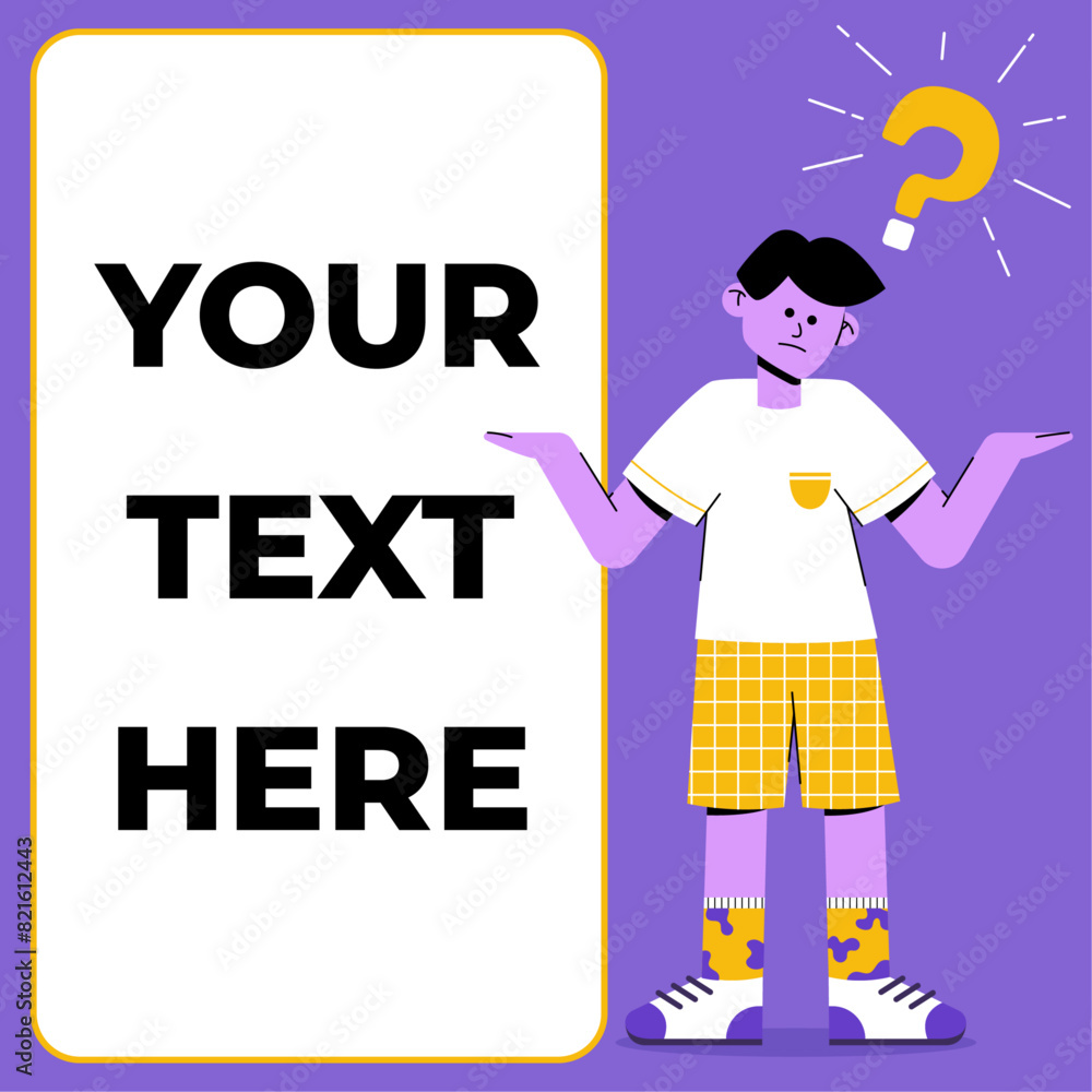 Confused No Idea Thinking Questioning Puzzled Flat Illustration Concept - Man with Question on Copy Space
Confused No Idea Thinking Questioning Puzzled Flat Illustration Concept - Man with Question on Copy Space
