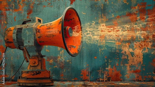 An illustration of a megaphone with rays of light, symbolizing the power of free speech. photo