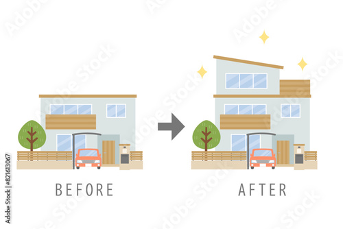 二階建てから三階建てに増築した住宅