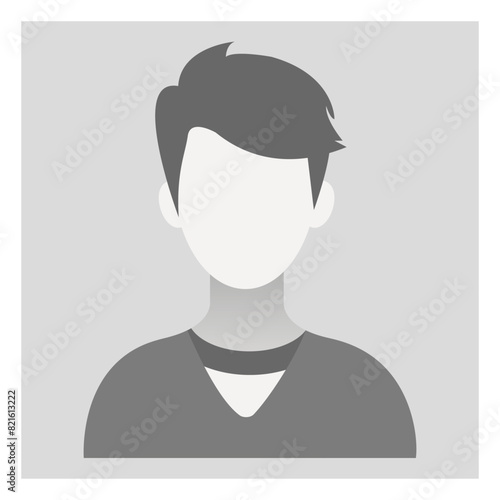 Male Profile Picture Placeholder for social media, forum, dating site, chat operator. Design social profile template. Default avatar icon. Flat style vector.