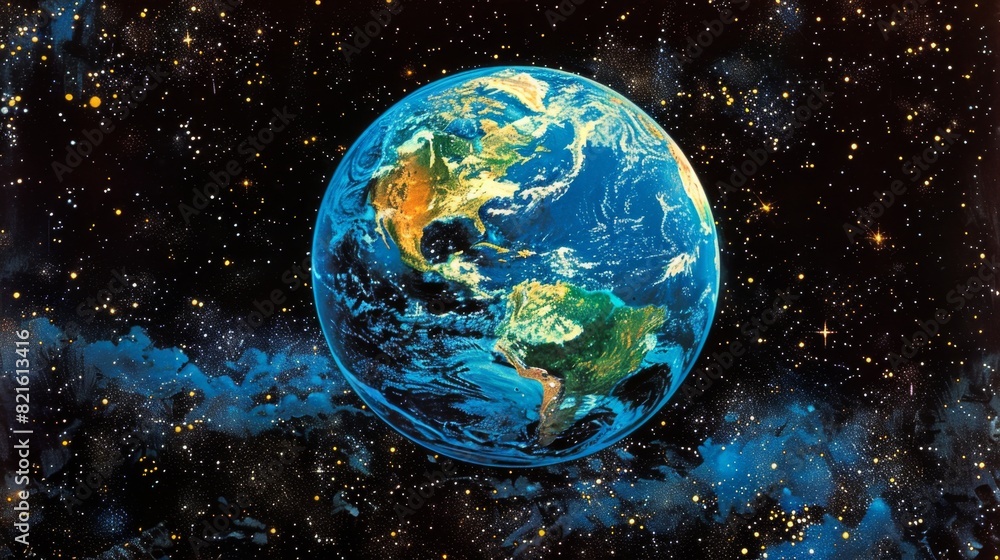 Obraz premium Divine Creation - Genesis of the Untamed Earth. Ethereal landscape inspires contemplation of life's origins and environmental stewardship.