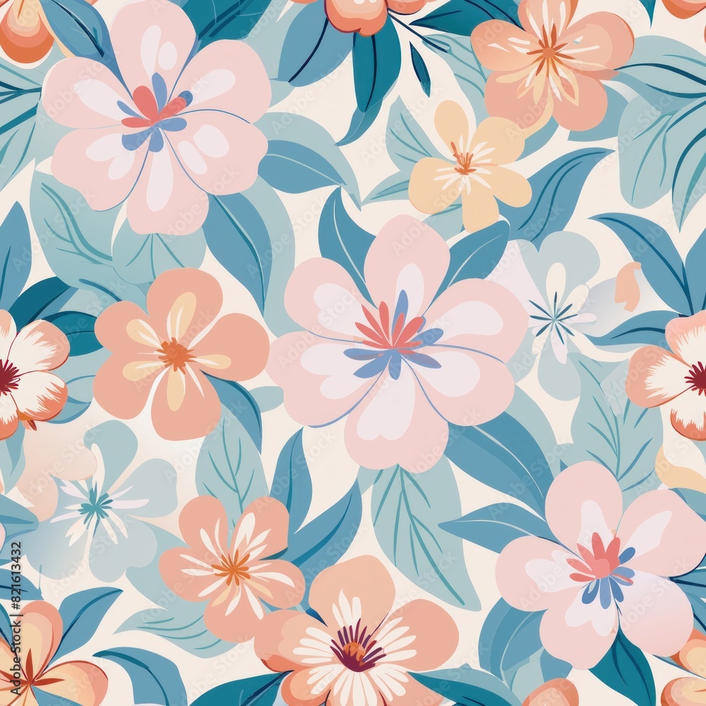 Seamless pattern of abstract floral motifs in muted, pastel hues, creating a soft and romantic wrapping paper design, Generative AI Seamless pattern of abstract floral motifs in muted, pastel hues, creating a soft and romantic wrapping paper design, Generative AI