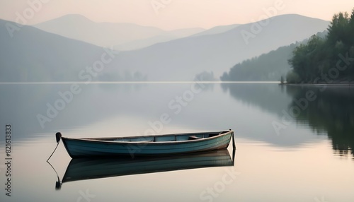 A Minimalistic Photograph Of A Single Boat On A Ca