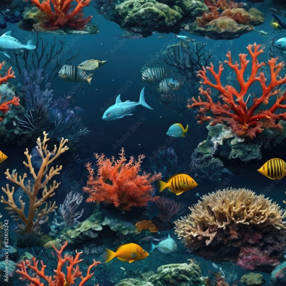 An image of the underwater world. Creatures live in the oceans An image of the underwater world. Creatures live in the oceans