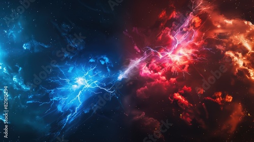 red and blue battle lightning background