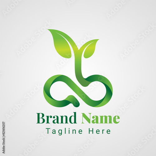 Letter ab Infinity Nature Logo, combinations of letter a and b logos interconnect to form the infinity logo of nature