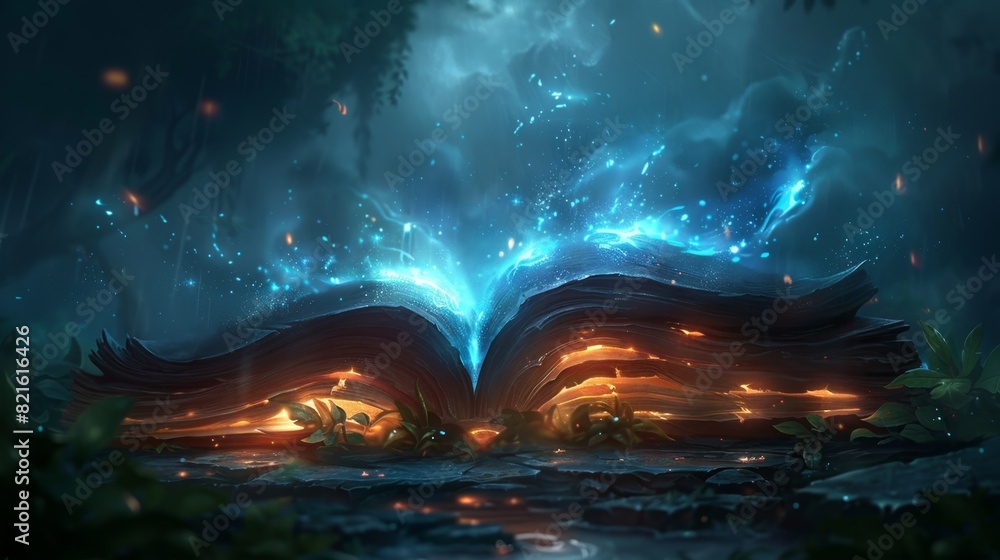 Naklejka premium Divine Inception: The Birth of Earth, Life, and Boundless Creation. Ethereal, atmospheric landscape evokes wonder at the origins and unfolding of the natural world.