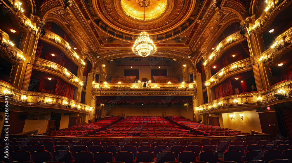 Obraz premium A large theater with red seats and a chandelier
