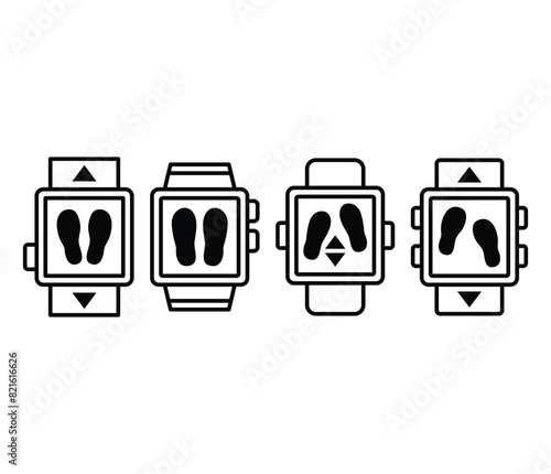 pedometer icon vector design simple line black white symbol illustration collections set isolated