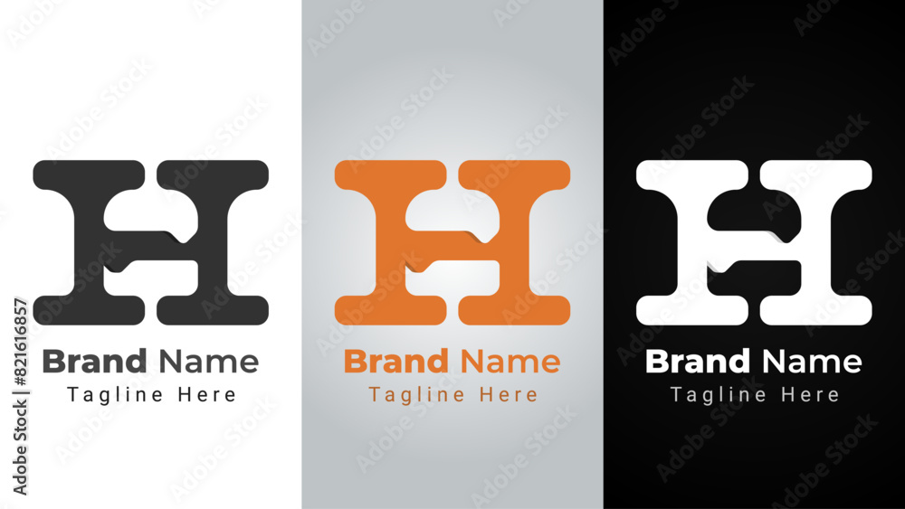 Fototapeta premium Letter H Burger Logo, Simple and elegant logo of the letter h that forms a burger. Can be used for fast food restaurant logo
