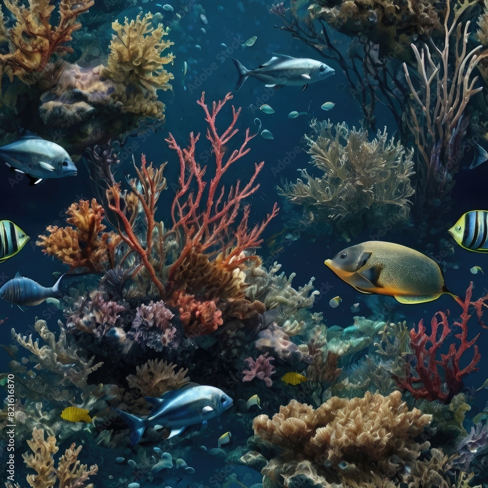 Fototapeta premium An image of the underwater world. Creatures live in the oceans