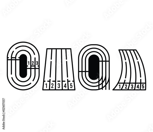 running track workout sport icon vector design simple black white illustration collections templates sets