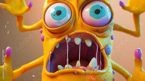 Wallpaper Mural A cartoon monster with blue eyes and a yellow mouth Torontodigital.ca