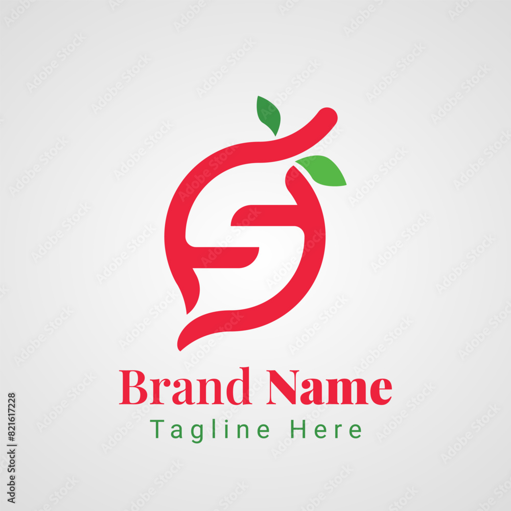 Letter S strawberry Fruit Logo, combination logo of strawberry fruit shape that forms letter S Letter S strawberry Fruit Logo, combination logo of strawberry fruit shape that forms letter S
