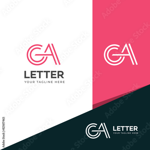 GA, AG letter logo design template elements. Modern abstract digital alphabet letter logo.