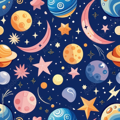 Seamless pattern of celestial motifs like stars  moons  and constellations  perfect for a celestial-themed gift wrap  Generative AI