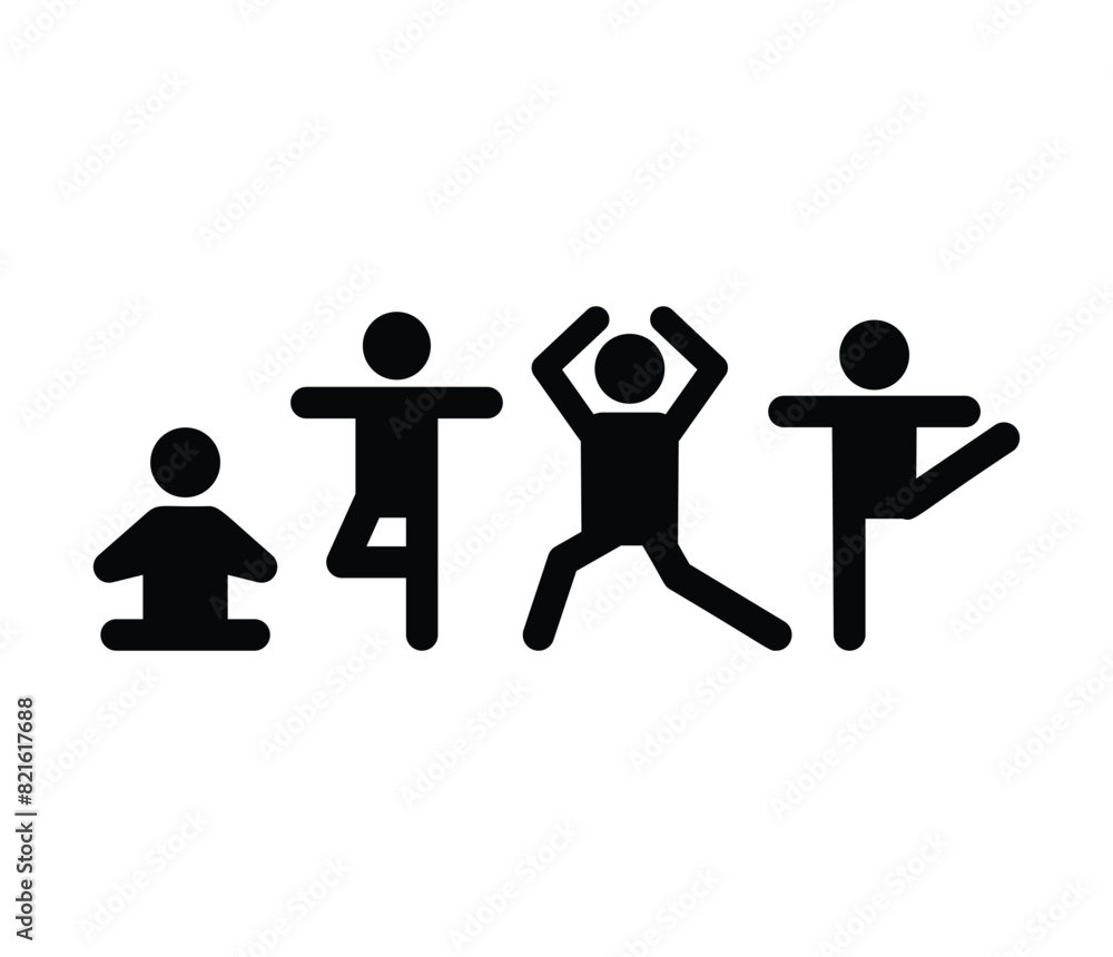yoga pose stick people workout exercise stretching icon vector design black illustration symbol collections templates set isolated yoga pose stick people workout exercise stretching icon vector design black illustration symbol collections templates set isolated