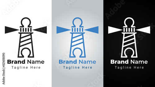 Omega Lighthouse Logo, combination of lighthouse and omega elements in a modern style