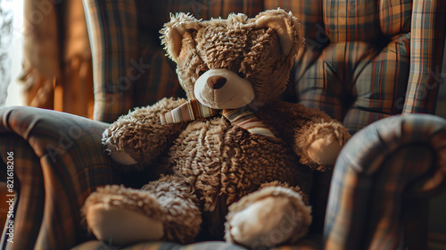 Wallpaper Mural A brown teddy bear is sitting in a chair Torontodigital.ca