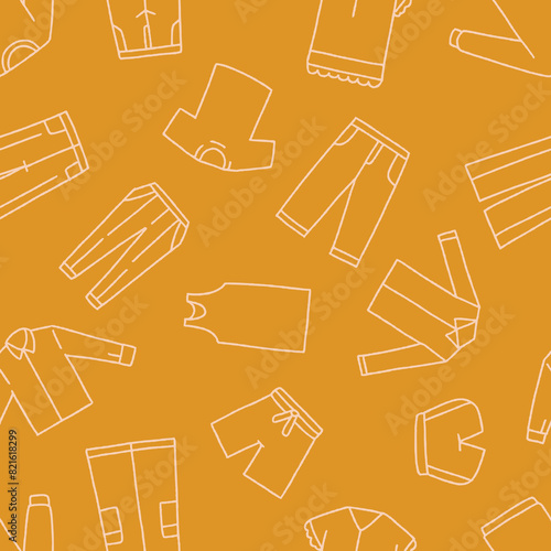 Outline Shirt Clothes Pants Seamless Pattern Vector illustration Design
