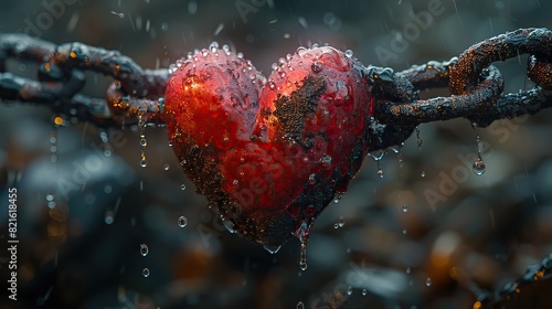 An image of a heart with chains breaking away from it, symbolizing emotional and societal liberation. photo