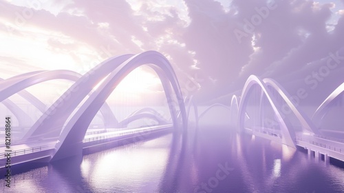 minimalistic style, white and purple, bridges, many bridges, a lot of bridges, crosschain photo