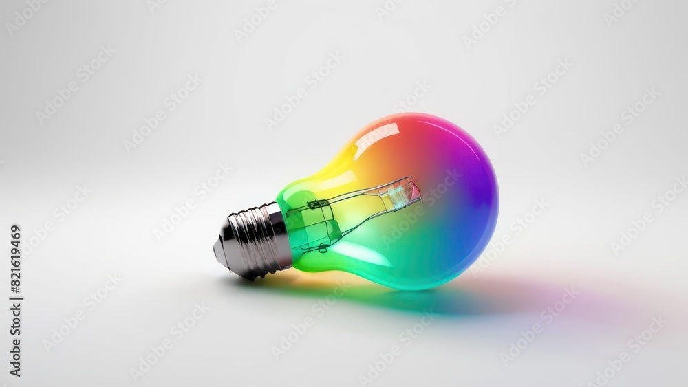 Rainbow gradient light bulb on a smooth white background. Rainbow gradient light bulb on a smooth white background.