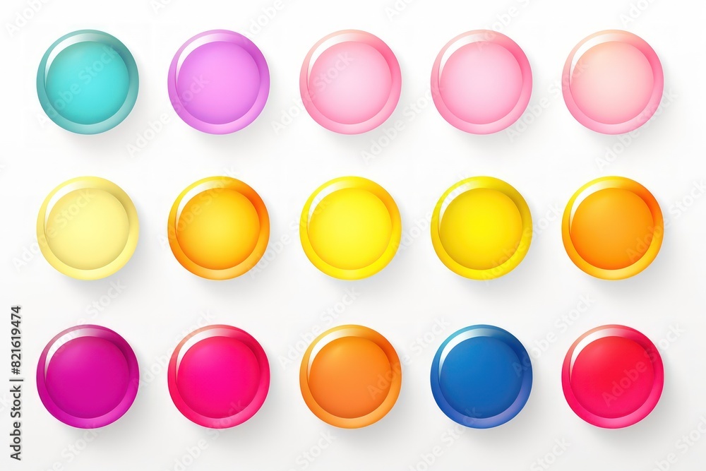 A set of flat buttons with gradient colors on a white background A set of flat buttons with gradient colors on a white background