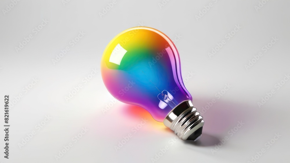 Rainbow gradient light bulb on a smooth white background. Rainbow gradient light bulb on a smooth white background.