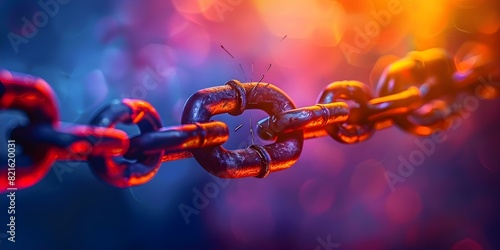 Symbolic image of breaking chains represents overcoming selfdoubt and imposter syndrome. Concept Empowerment, Self-Confidence, Growth, Overcoming Obstacles, Success