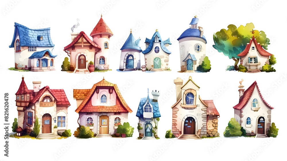 Fototapeta premium Enchanting Storybook Cottages and Fairytale Dwellings in Quaint Historic European Village
